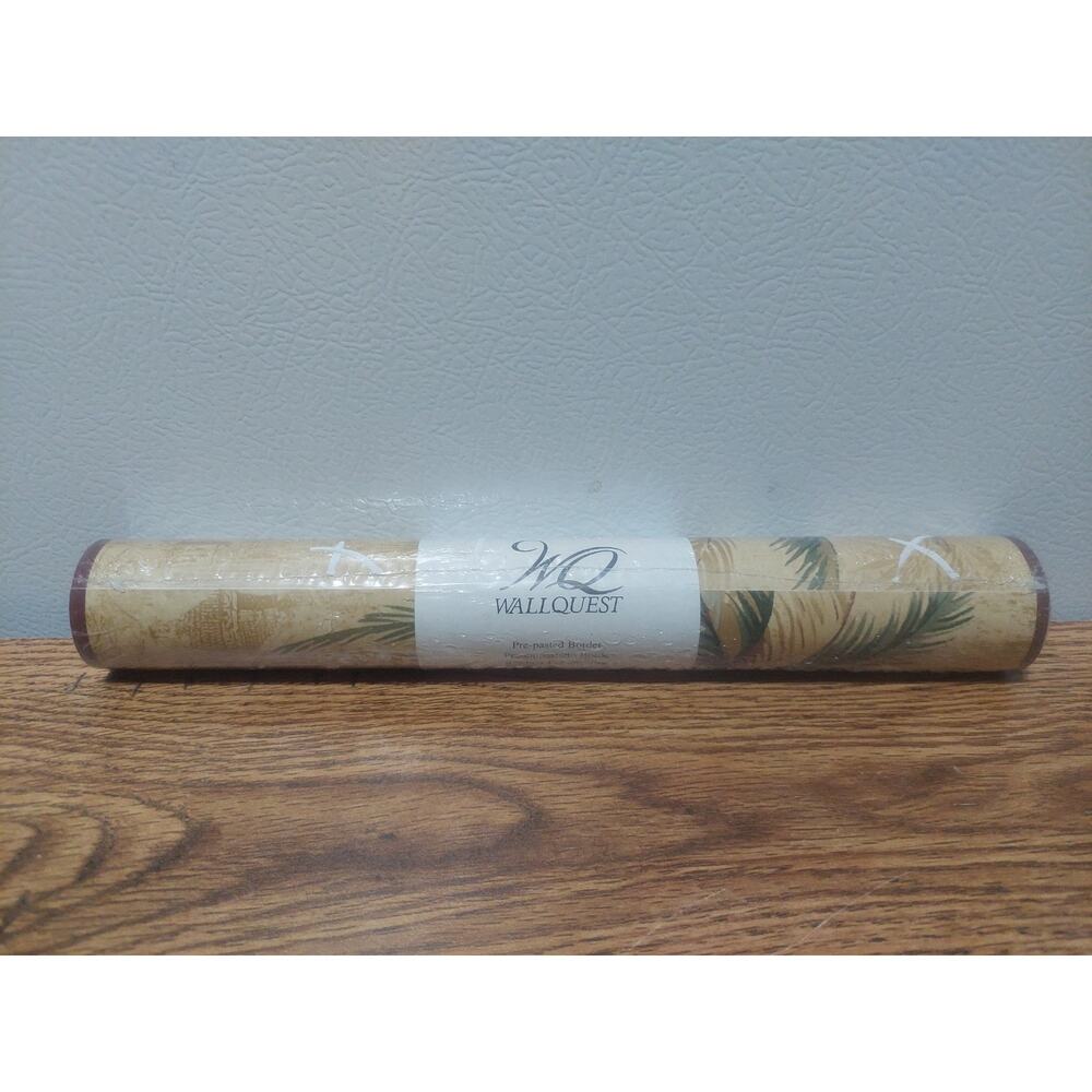 New VTG Wallquest Wallpaper Border SR60254B Run 1 Pre-Pasted Palm Tree Tan